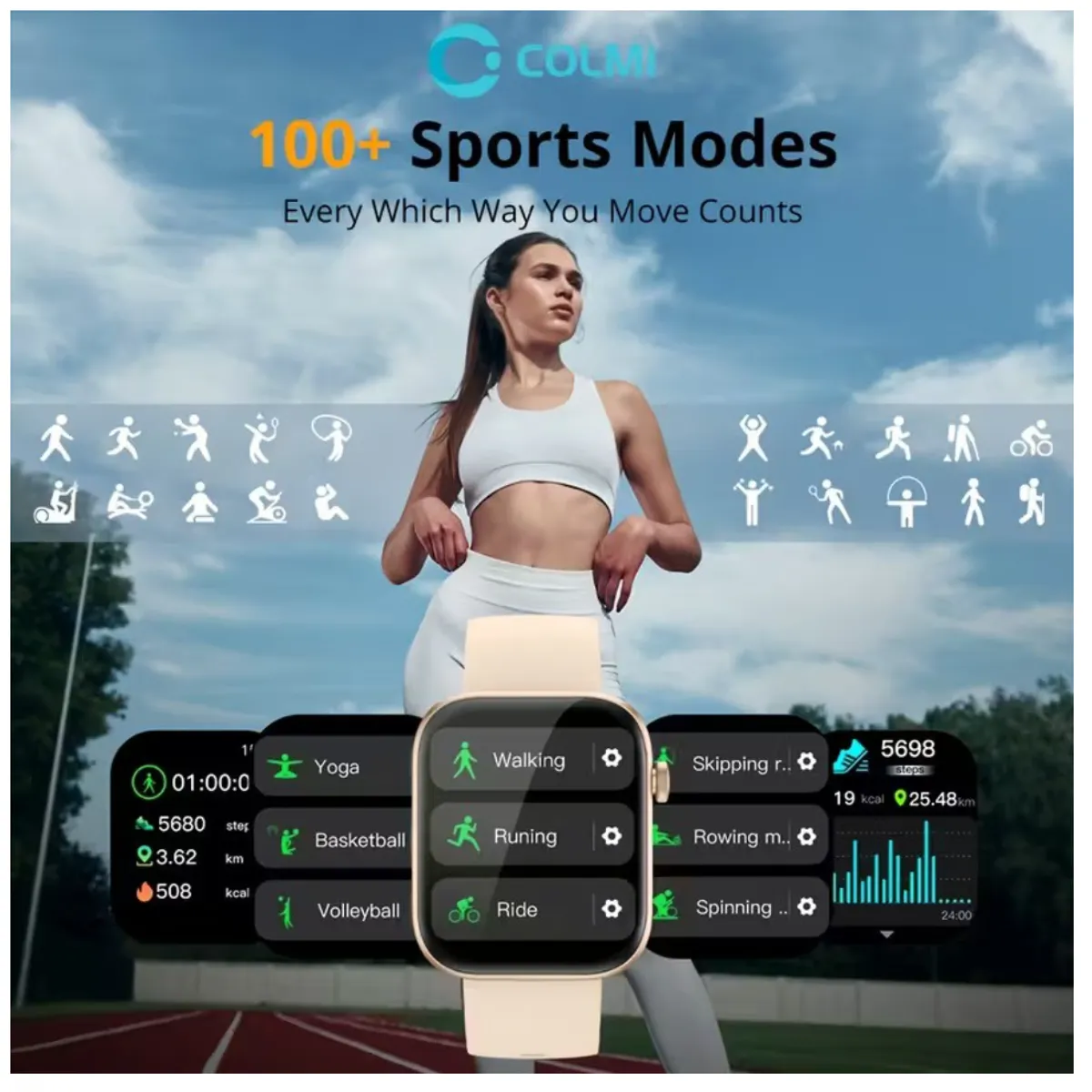 COLMI - Reloj Inteligente Mujer Llamadas Colmi Smartwatch Más 2 Correas.