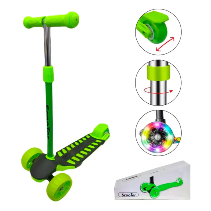 GENERICO - Patineta Scooter Kick And Ride Llantas Anchas Y Luces Verde