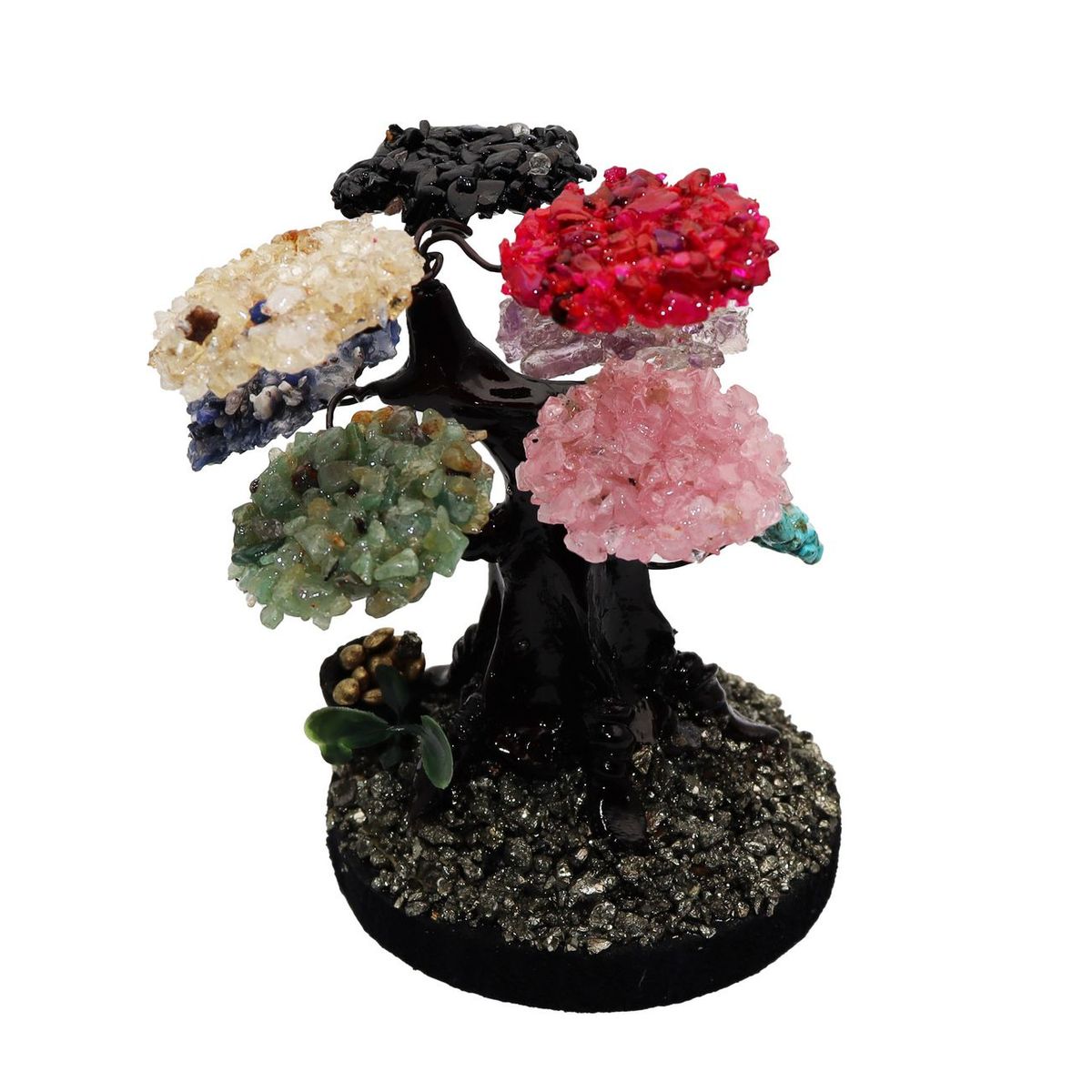 DAYOSHOP - Árbol De La Felicidad Cuarzo 7 Chakras Piedra Natural Pirita