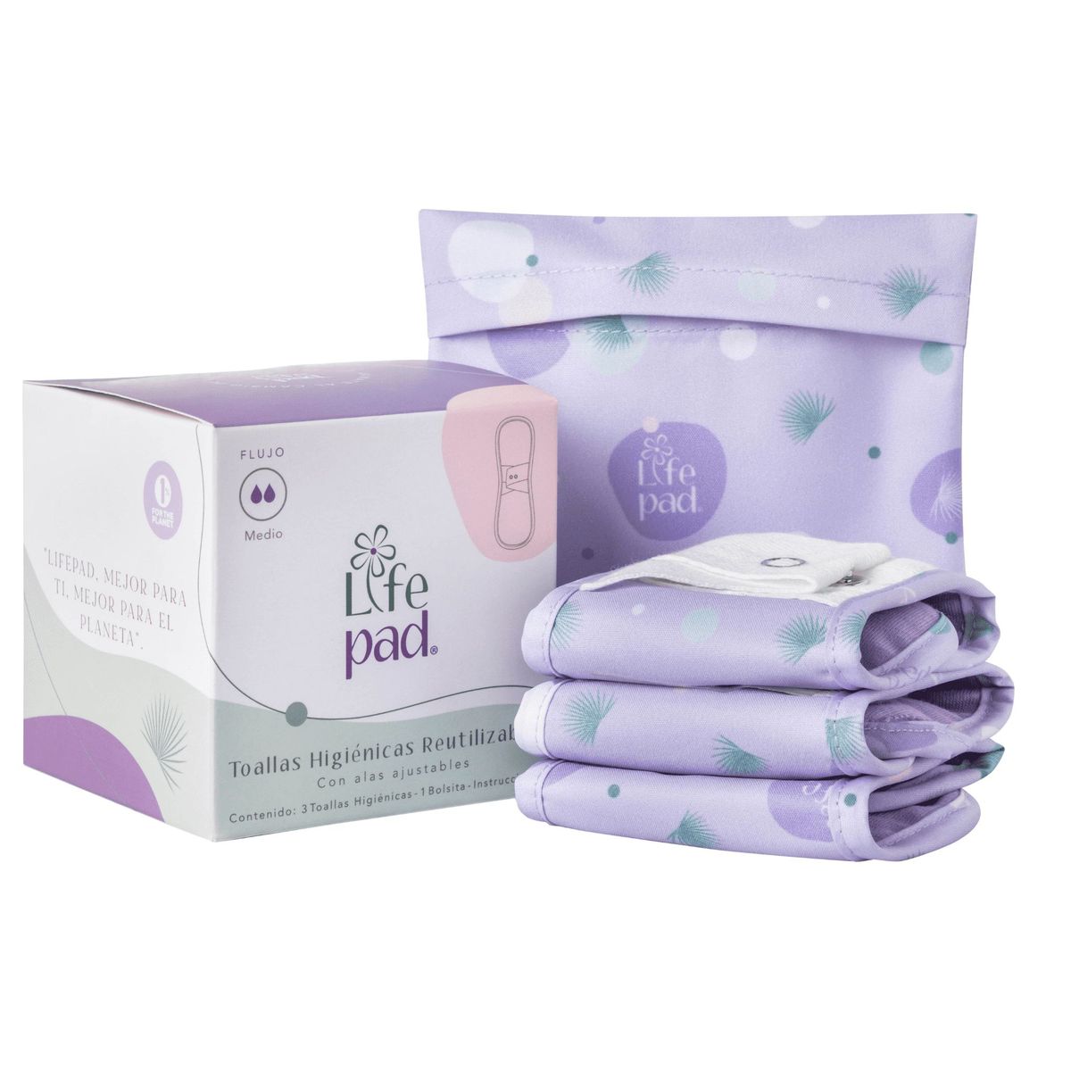 LIFECUP - Tollas Higiénicas Reutilizables Kit LifePad x 3