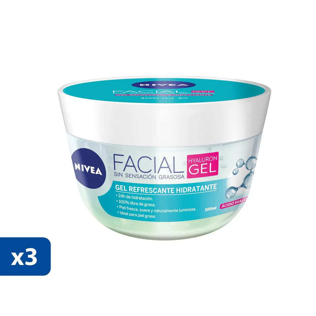 NIVEA - NIVEA CUIDADO FACIAL HYALURON GEL 100ML X3