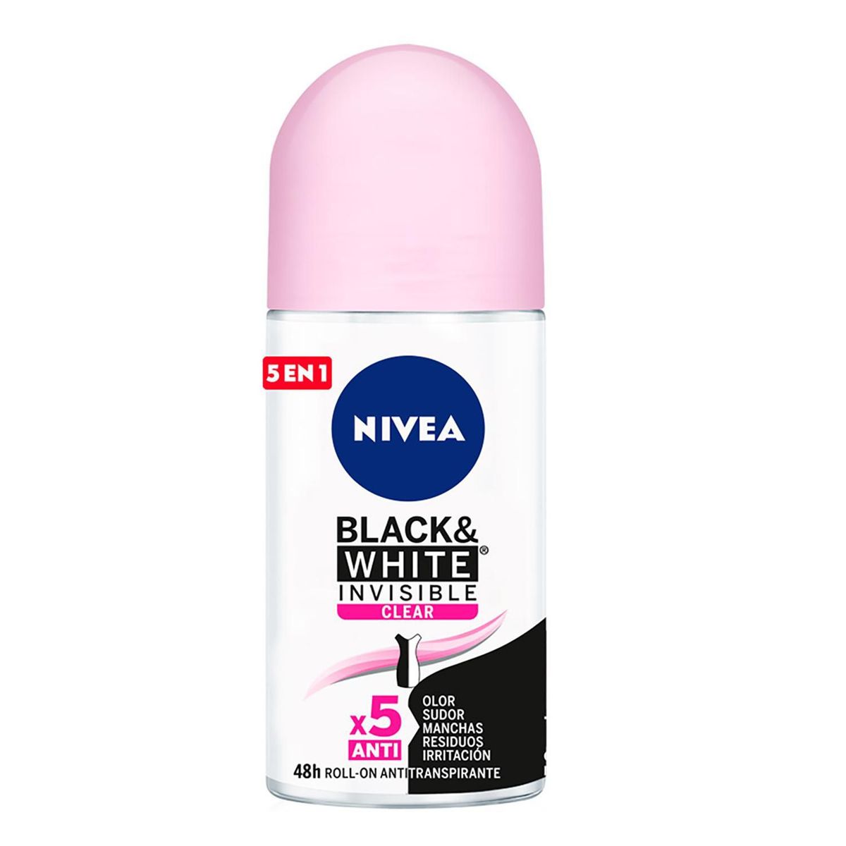 NIVEA - Desodorante Antimanchas para Mujer Nivea Black & White Invisible Clear Roll on 50 ml