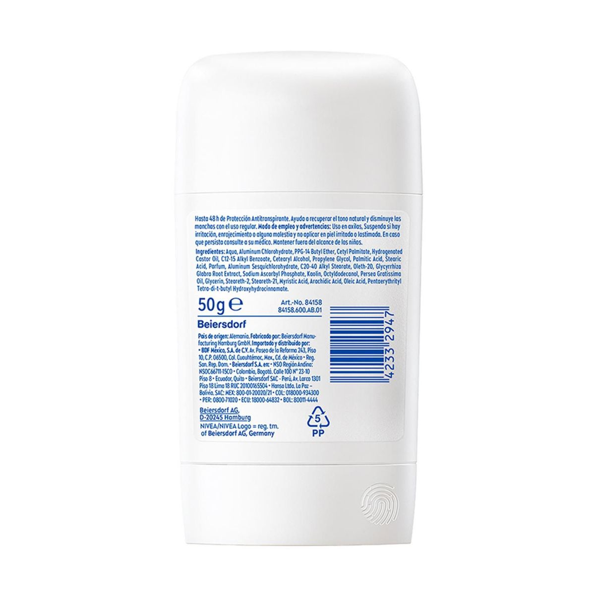 NIVEA - Desodorante Aclarante para Mujer Nivea Barra Tono Natural Efecto Satín Stick 50 g
