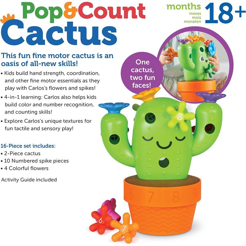 LEARNING RESOURCES - Juego De Motricidad Fina Carlos El Cactus Números Colores