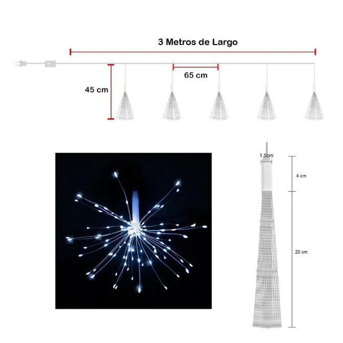 GENERICO - Luces Led Efecto Fuego Artificiale Multicolor Guirnalda Navideña 1603