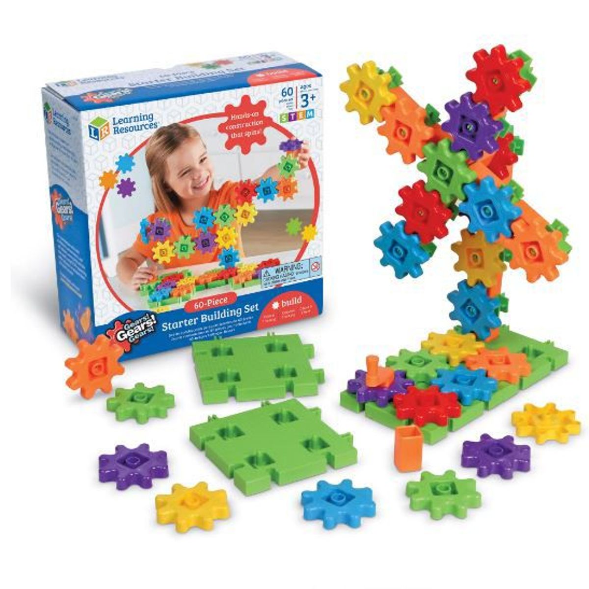 LEARNING RESOURCES - Juego De Construcción Engranajes 60 Piezas Stem Niños Niñas