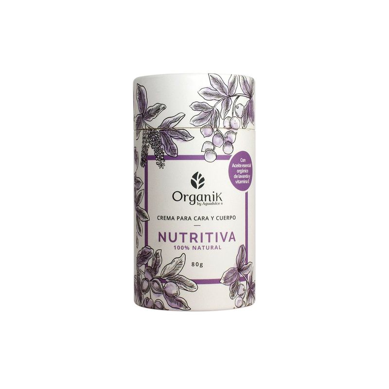 ORGANIK BY AGUADULCE - Crema Natural Nutritiva con aceite esencial de lavanda 80 g