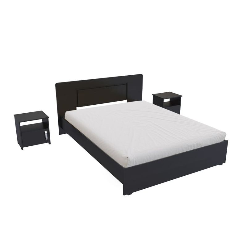 MADERKIT - Combo Cama Doble + 2 Mesas De Noche Maderkit 01121-prm