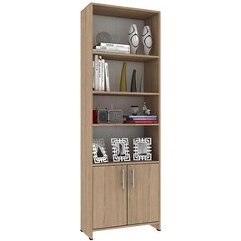 MADERKIT - Biblioteca con entrepaños y puertas abatibles Rovere P00075BI-RO