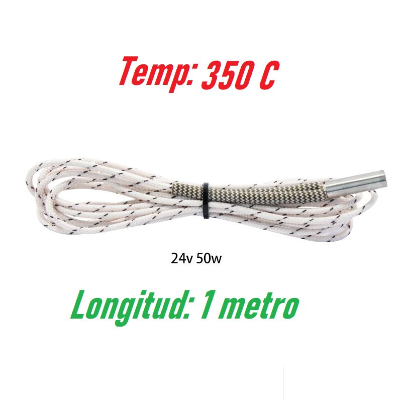 GENERICO - Cartucho Calentador Resistencia Hotend 24V 50W 6x20mm x 1mt