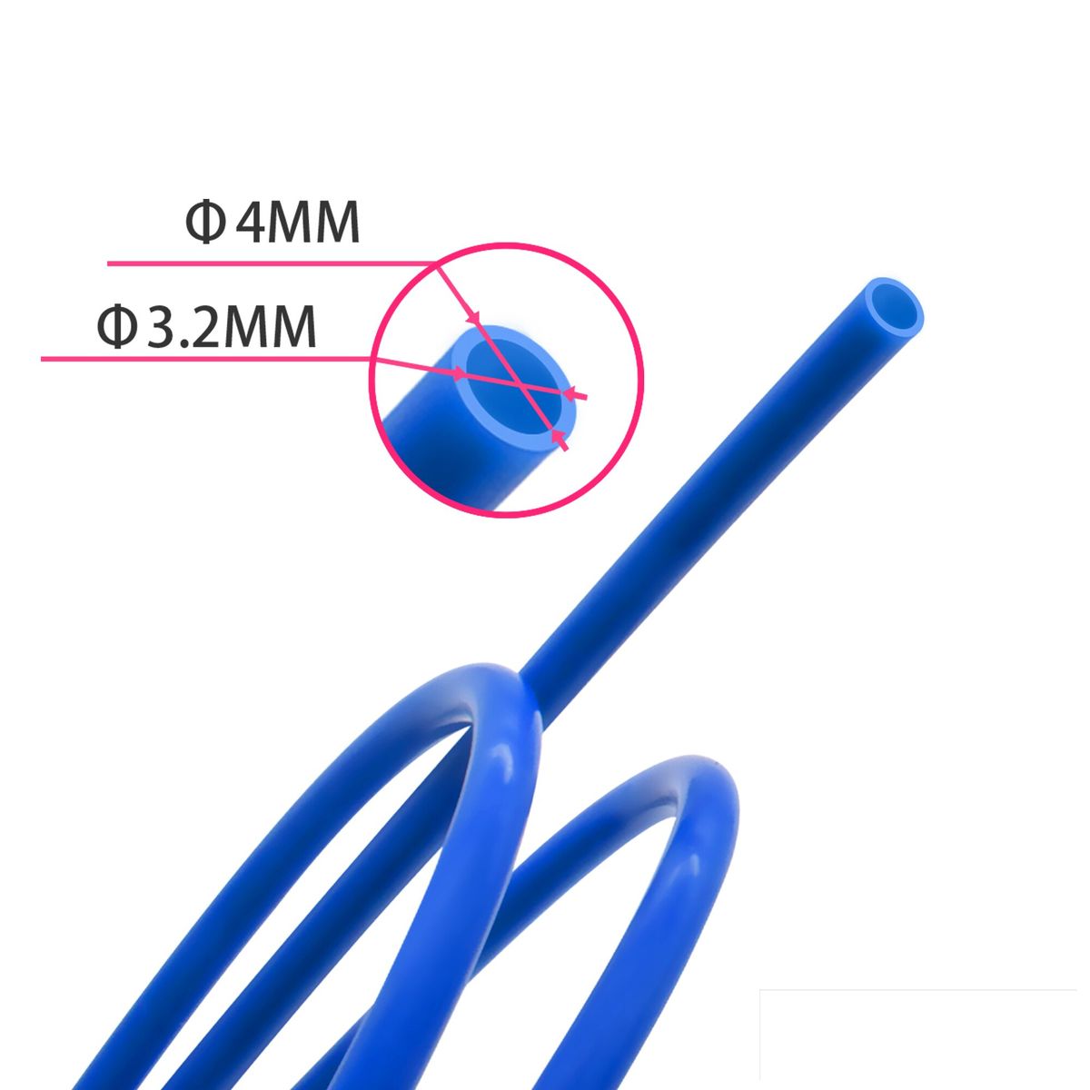 GENERICO - Tubo Teflon Azul 3x4mm Ptfe para Extrusor Remoto x 1mt