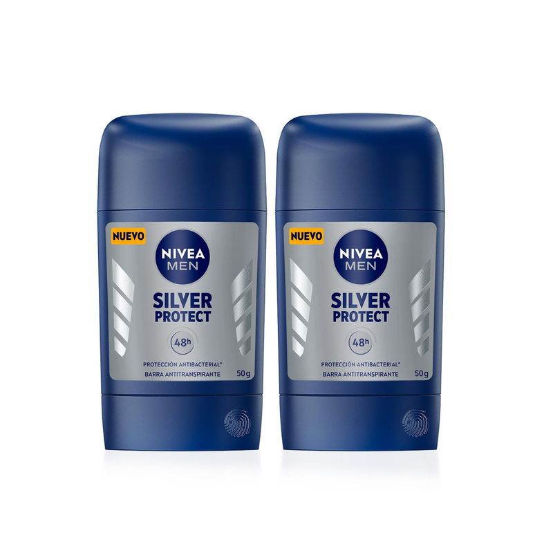 NIVEA - Nivea Men Desodorante Hombre Silver Barra 2Pack 50gr c/u