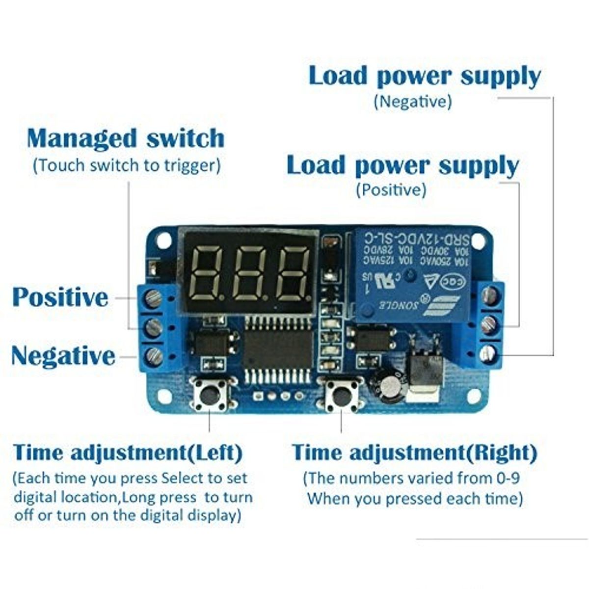 GENERICO - Temporizador Ajustable Regresivo 999 Segundos 12V con Rele