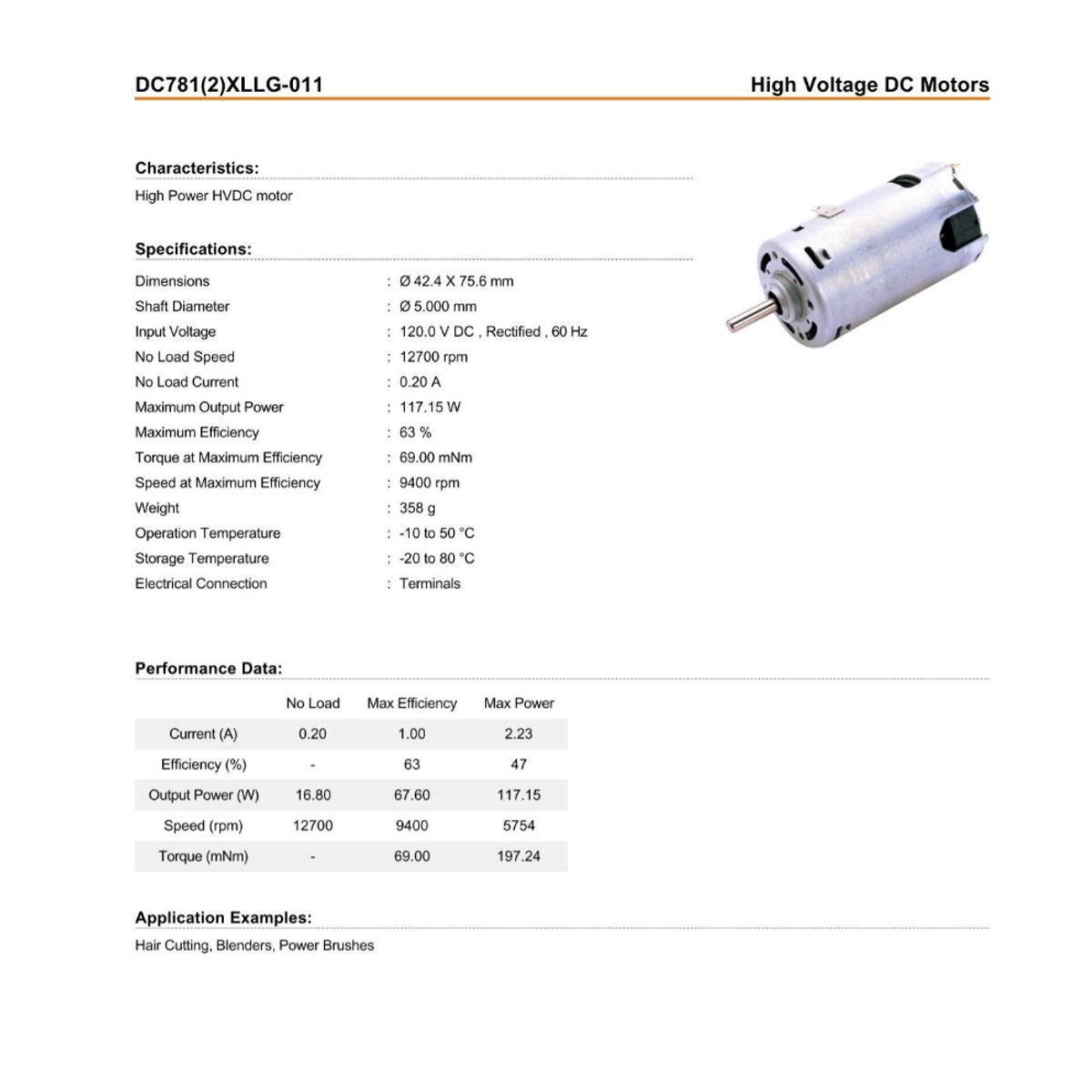 GENERICO - Motor Spindle 120V DC 12700rpm 117W Eje 5mm Cnc Router