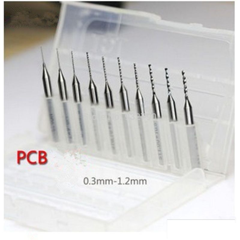 GENERICO - Set 10 Brocas Circuitos Impresos Vastago 3mm Pcb 0.3-1.2mm Drill Bit