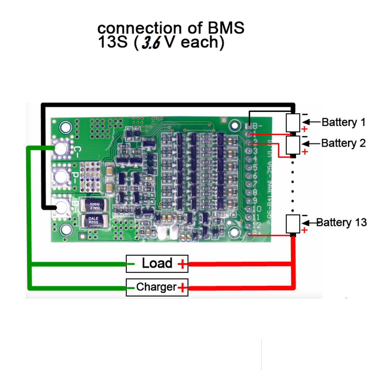 GENERICO - Cargador Baterias Lipo BMS 3.6V 1-13 Celdas 13S 25A Li-ion