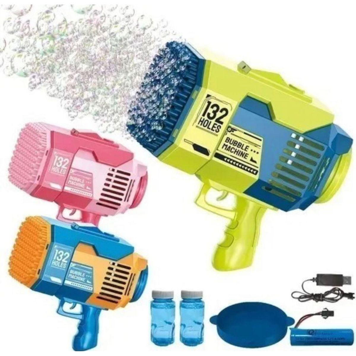 GENERICO - Pistola De Burbujas Electrica 132 Agujeros Recargable