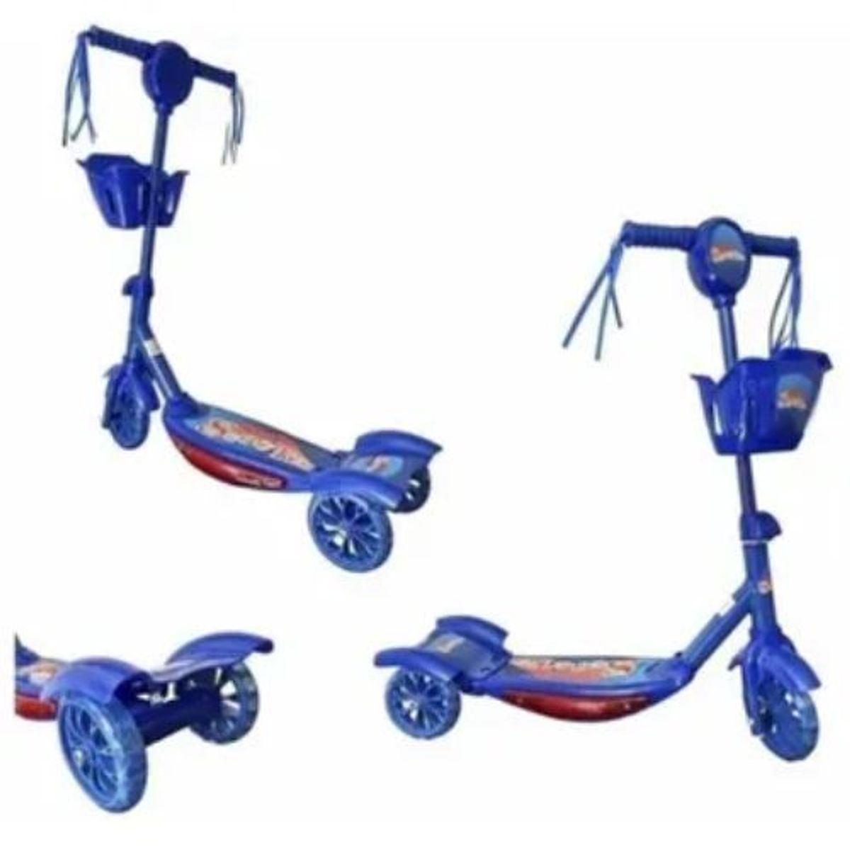 GENERICO - Patineta scooter para niños con luces y canasta de 3 ruedas.