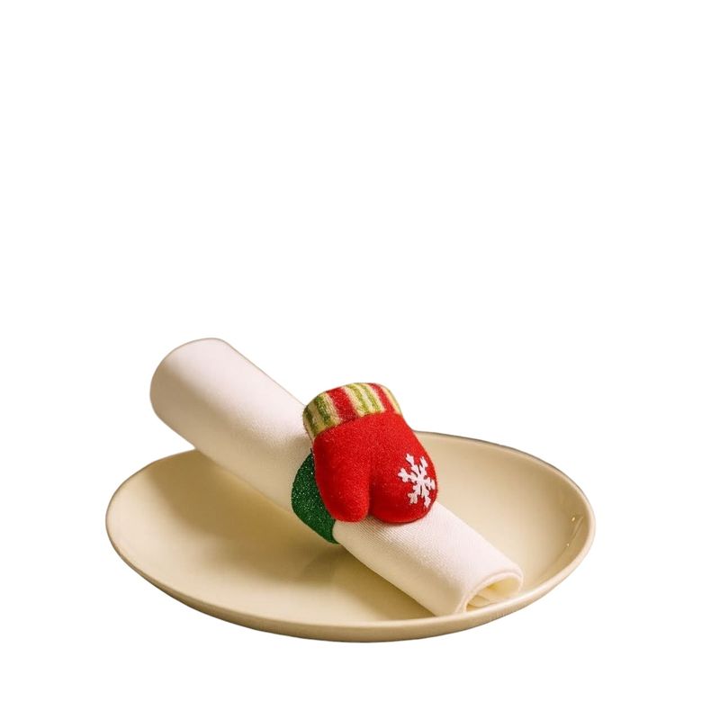 VOYPRE - Accesorio Navideño 3en1 Pulsera Servilletero y Cortinero Guante Rojo