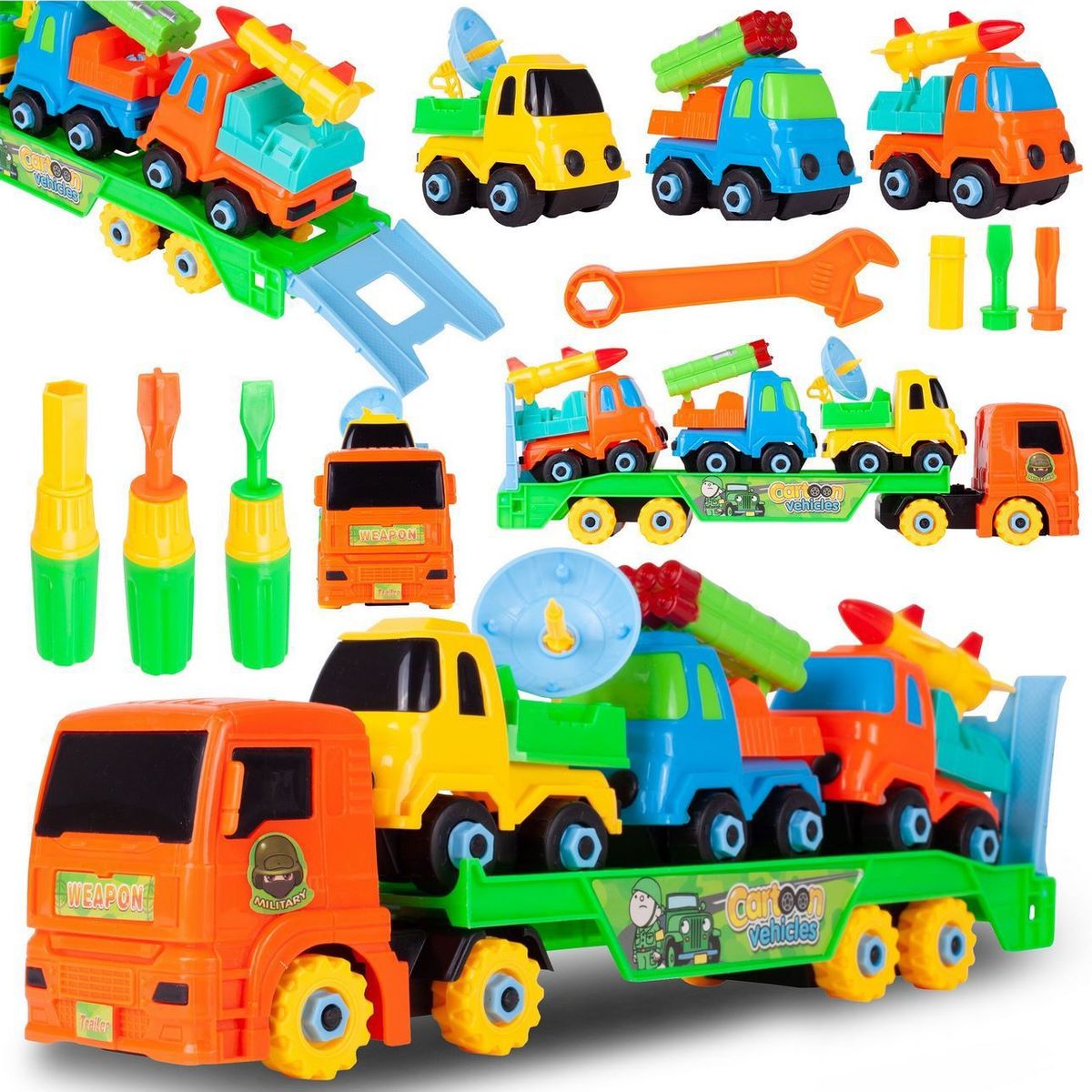 DAYOSHOP - Camión Tractomula Militar Vehiculos Armable Herramientas
