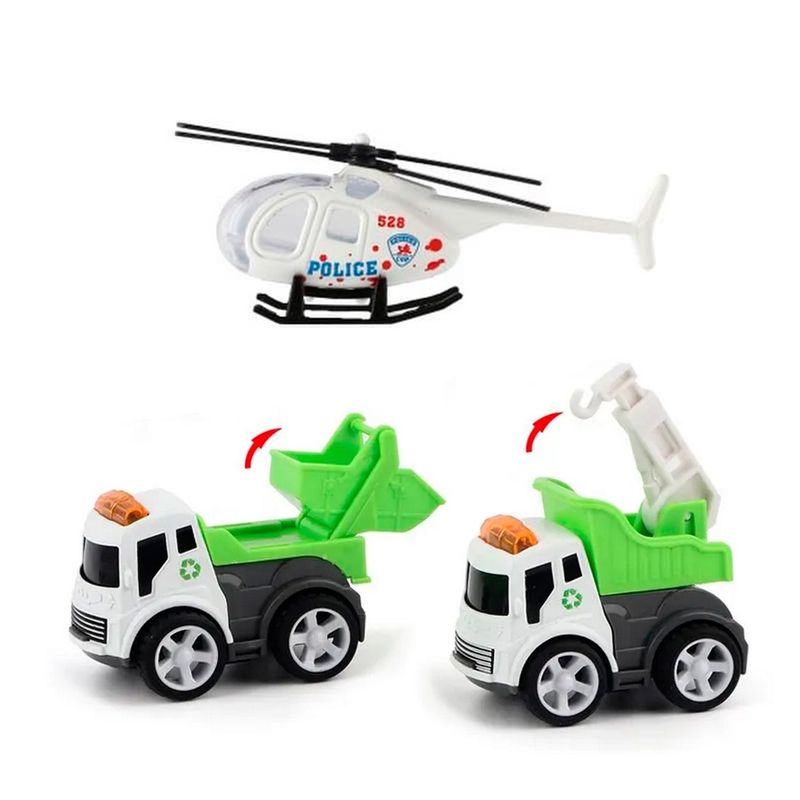 DAYOSHOP - Carros De Impulso Y Helicoptero Colección Recolector X 3 Pcs