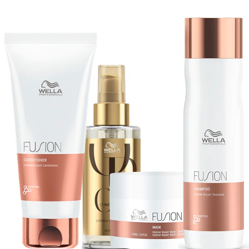 WELLA - Kit Wella Fusion Shampoo  Acondicionador  Mascarilla  Oleo