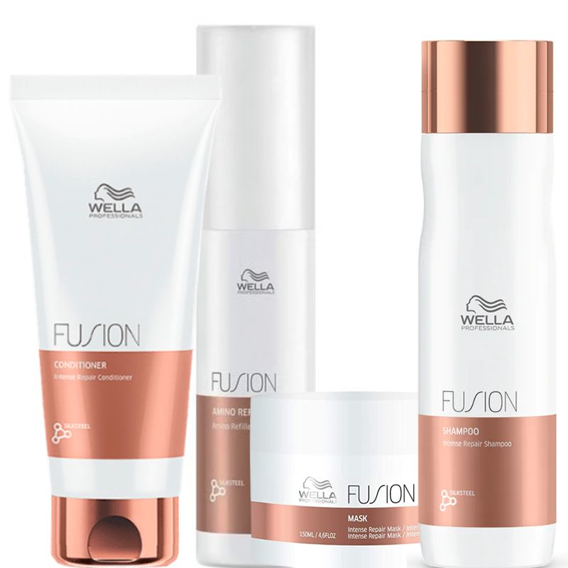 WELLA - Kit Wella Fusion Shampoo  Acondicionador  Mascarilla  Amino Refiller