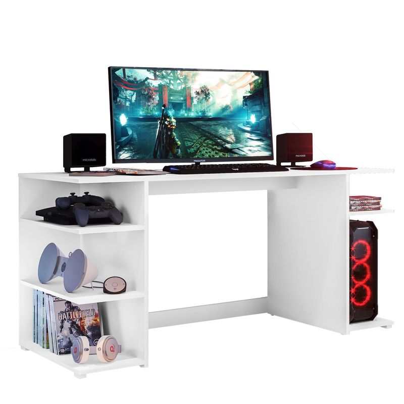 AKIVOY - Escritorio Gamer Mesa De Computo En Madera Blanco