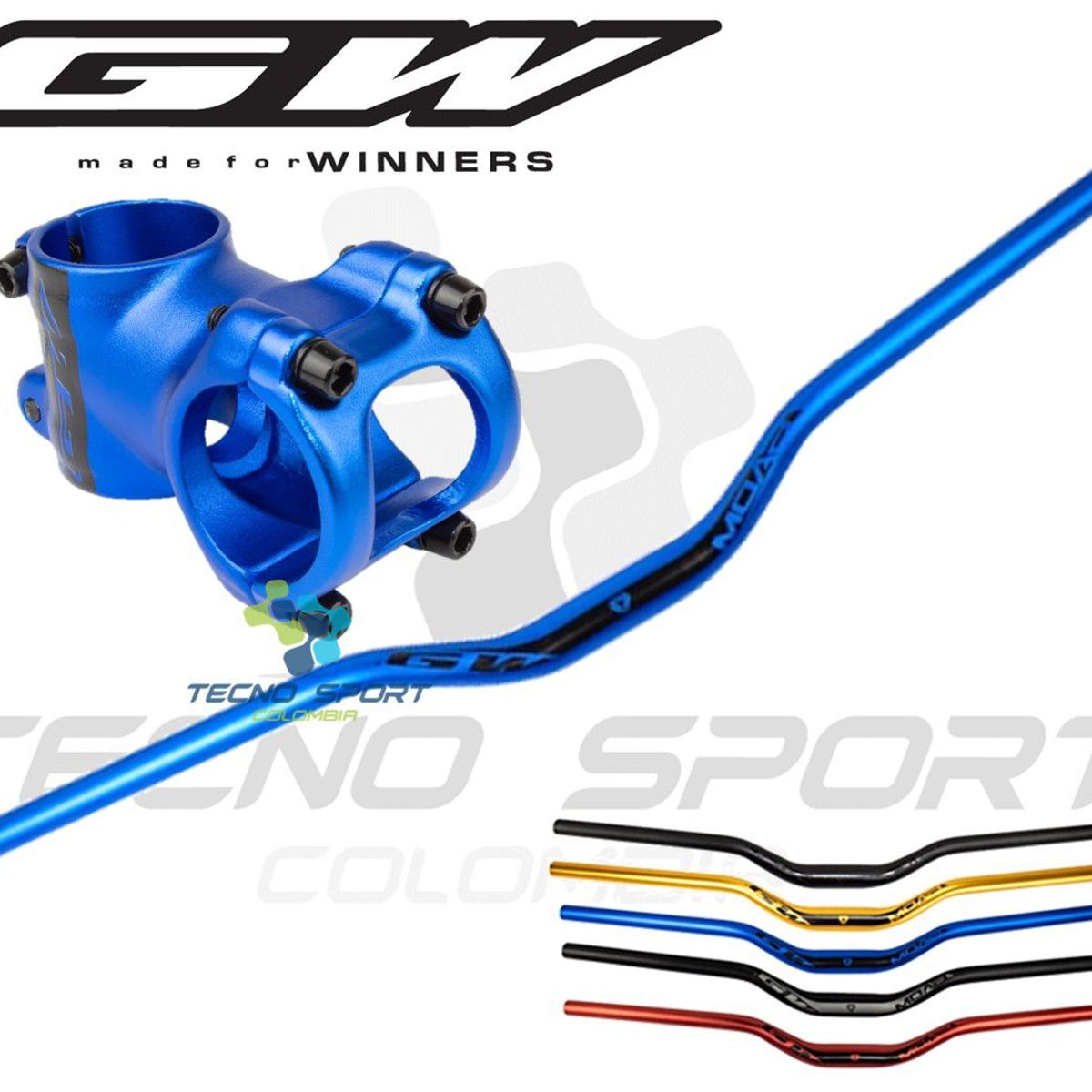 GW - Manubrio Espiga Gw Bicicleta Mtb Aluminio Manillar Combo