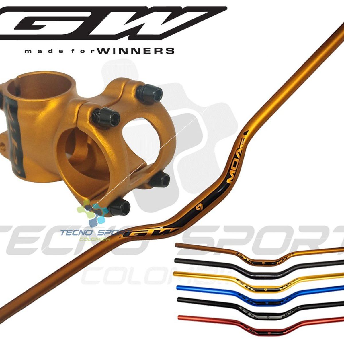 GW - Manubrio Espiga Gw Bicicleta Mtb Aluminio Manillar Combo