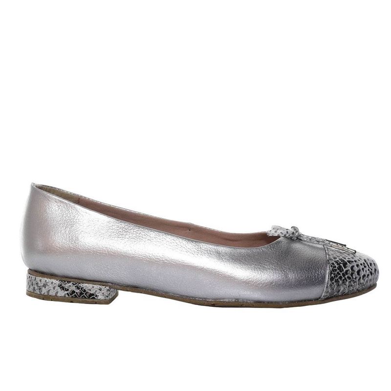 ZAVATTY - Baleta para mujer H-RUT PLATA CUERO ZAVATTY
