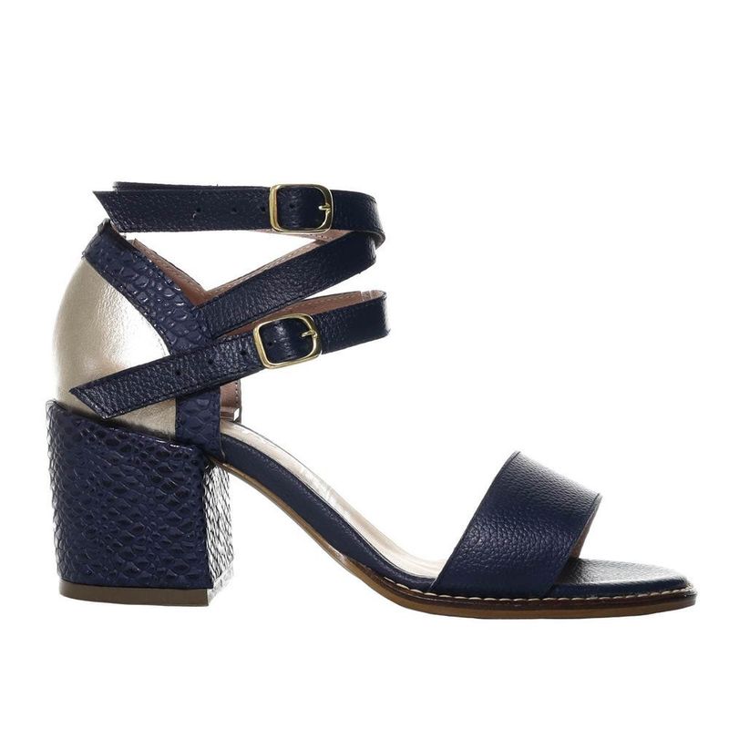 ZAVATTY - Sandalia tacon para mujer H-LAURA AZUL CUERO ZAVATTY