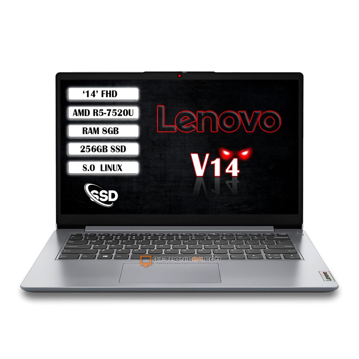 LENOVO - Portatil Lenovo  14' AMD R5-7520U Ram 8GB 256GB SSD Grey.