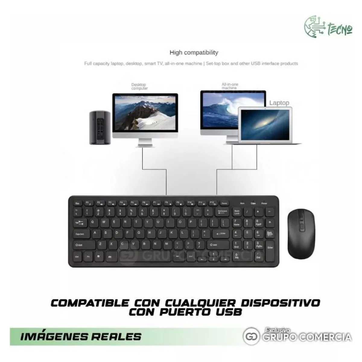 DIANSHENG - Teclado Con Mouse Optico Inalambrico Slim Gkm520