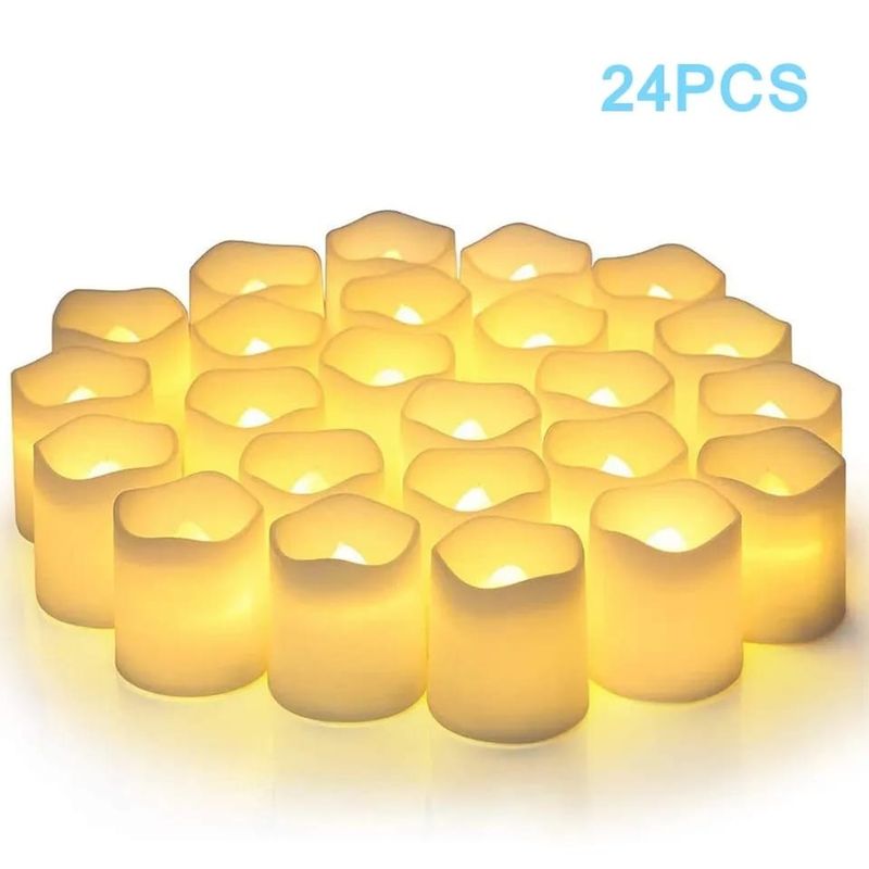 GENERICO - Velas led navidad, fiestas, decoraciones color Blanco X 24
