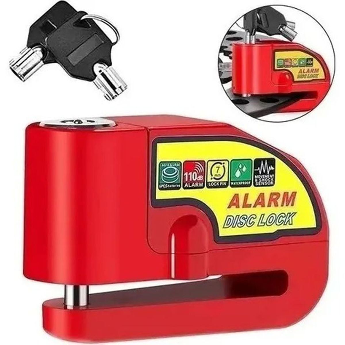 GENERICO - Candado para moto freno de disco + alarma bloqueo antirrobo