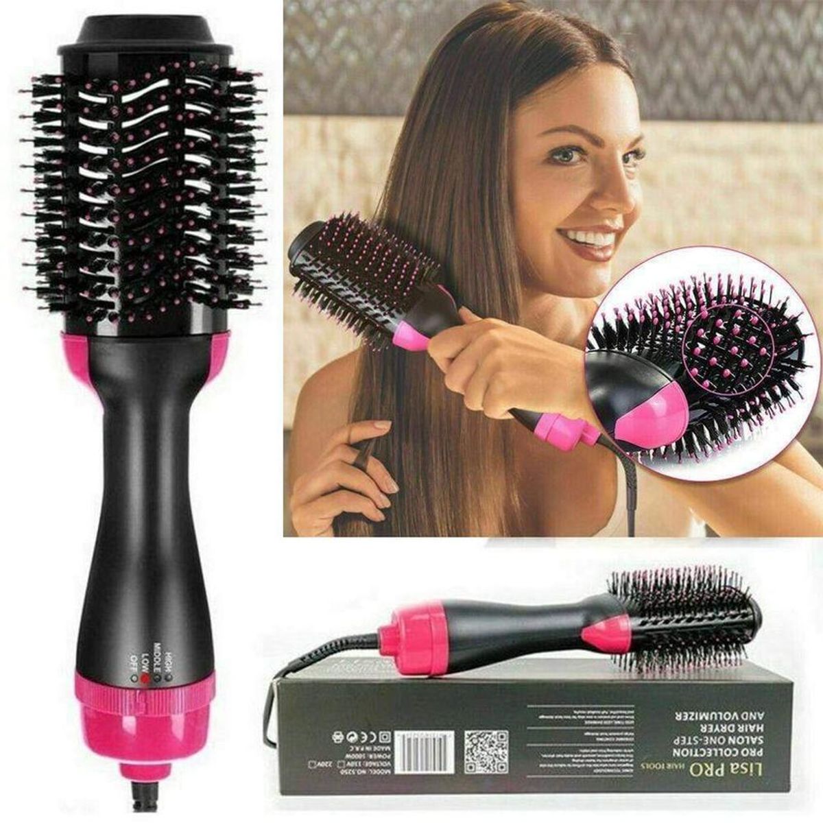 GENERICO - Cepillo secador voluminizador 2 en 1 seca y desenreda