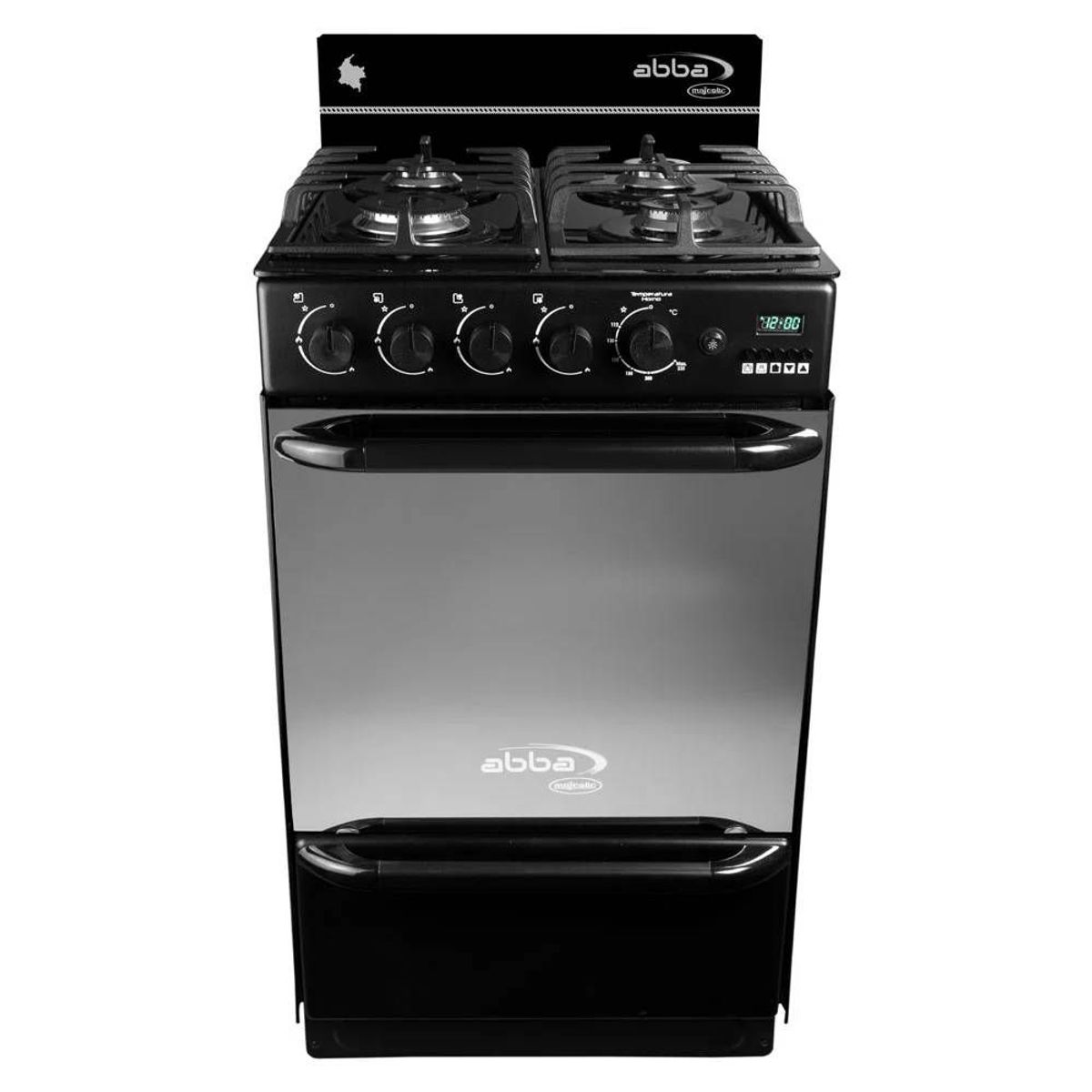 ABBA - Estufa De Piso ABBA Majestic 4 Puestos Vidrio Negro AT2033GT