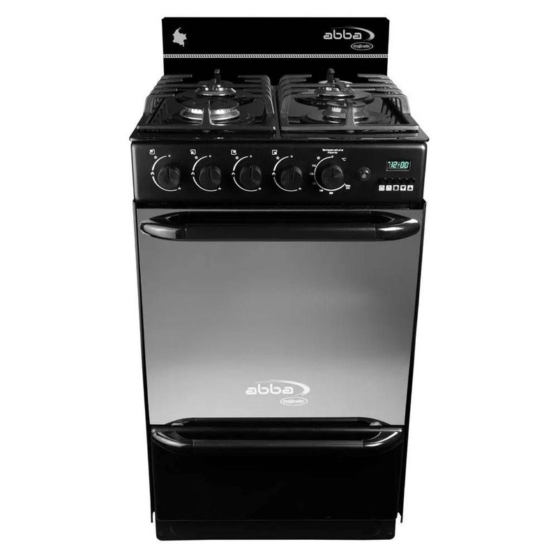 ABBA - Estufa De Piso ABBA Majestic 4 Puestos Vidrio Negro AT2033GT