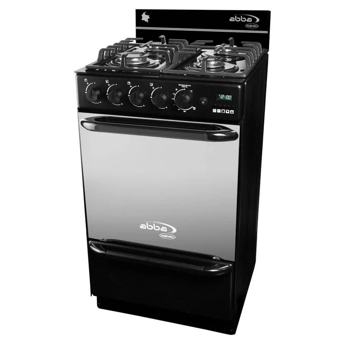 ABBA - Estufa De Piso ABBA Majestic 4 Puestos Vidrio Negro AT2033GT