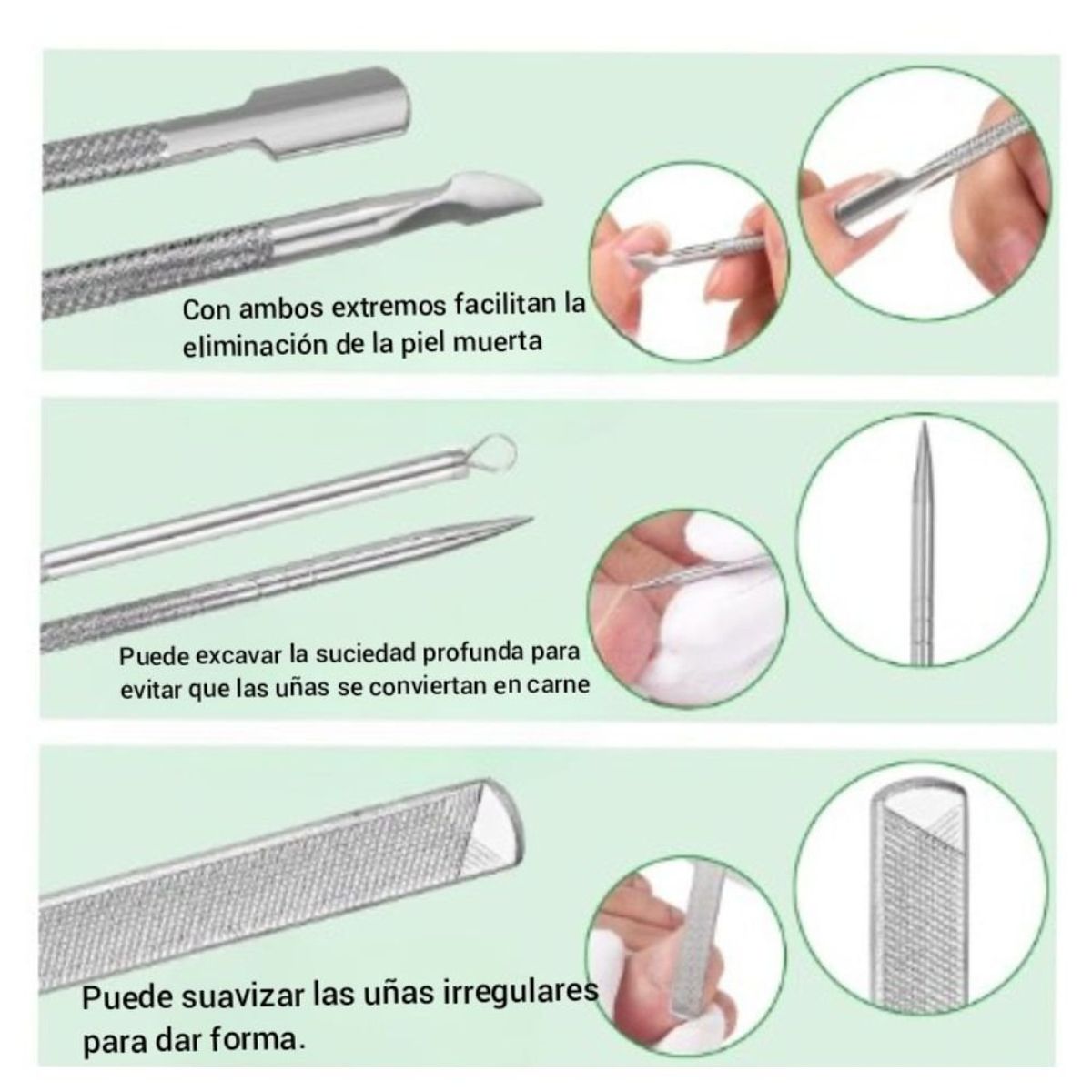 GENERICO - kit Herramientas pedicura manicura uñas Encarnadas 6 Pcs