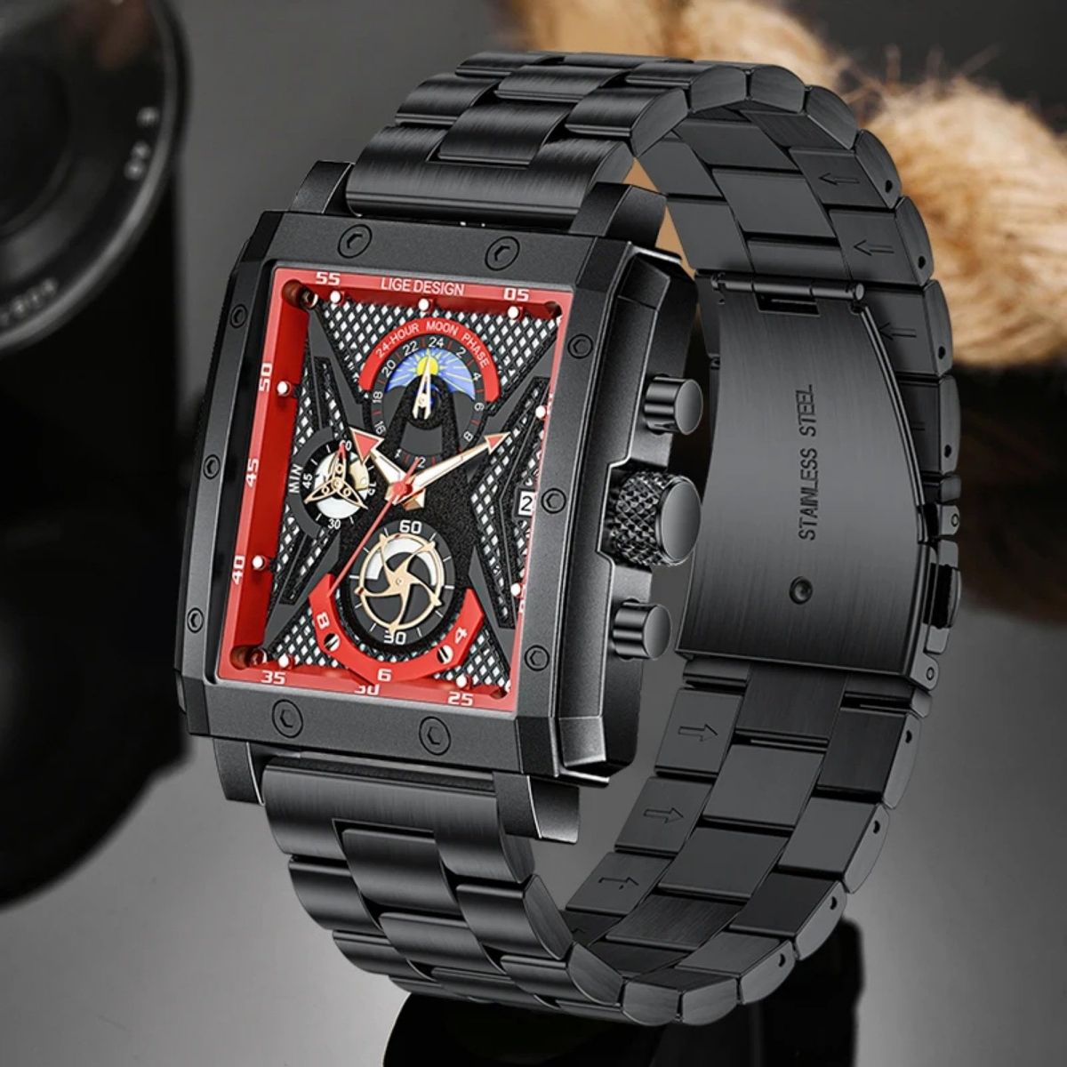 LIGE - Reloj Lige de Caballero Análogo Original  Resistente agua