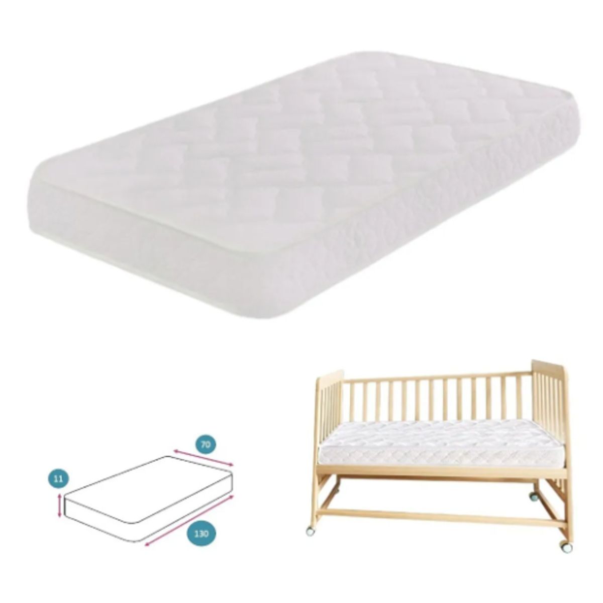 IKSA - Colchón mas protector antifluidos para cuna 130x60x11