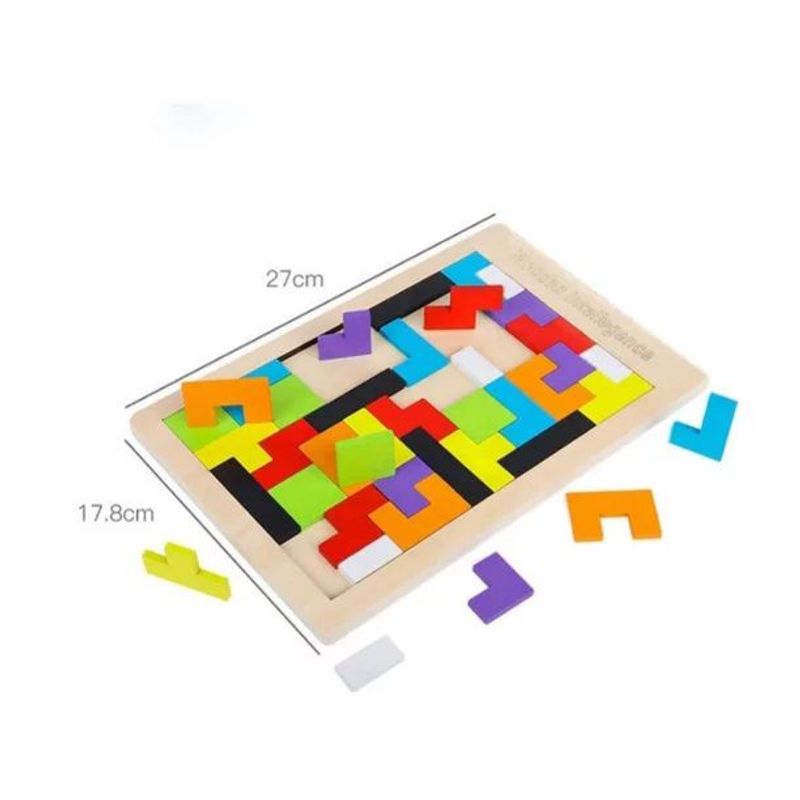 GENERICO - Tangram Madera Didactico Puzzle Armar Figuras Tetris Logica