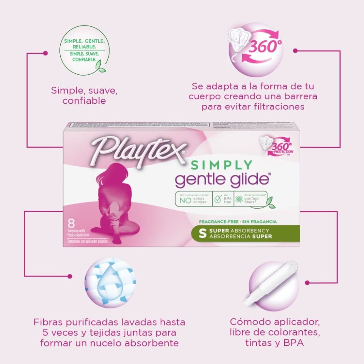 PLAYTEX - Tampones Playtex Simply Gentle Glyde Super X 8und