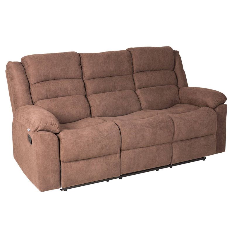 MUEBLES FIOTTI - Sofa Reclinable Microfibra 3 Puestos Glory Cafe