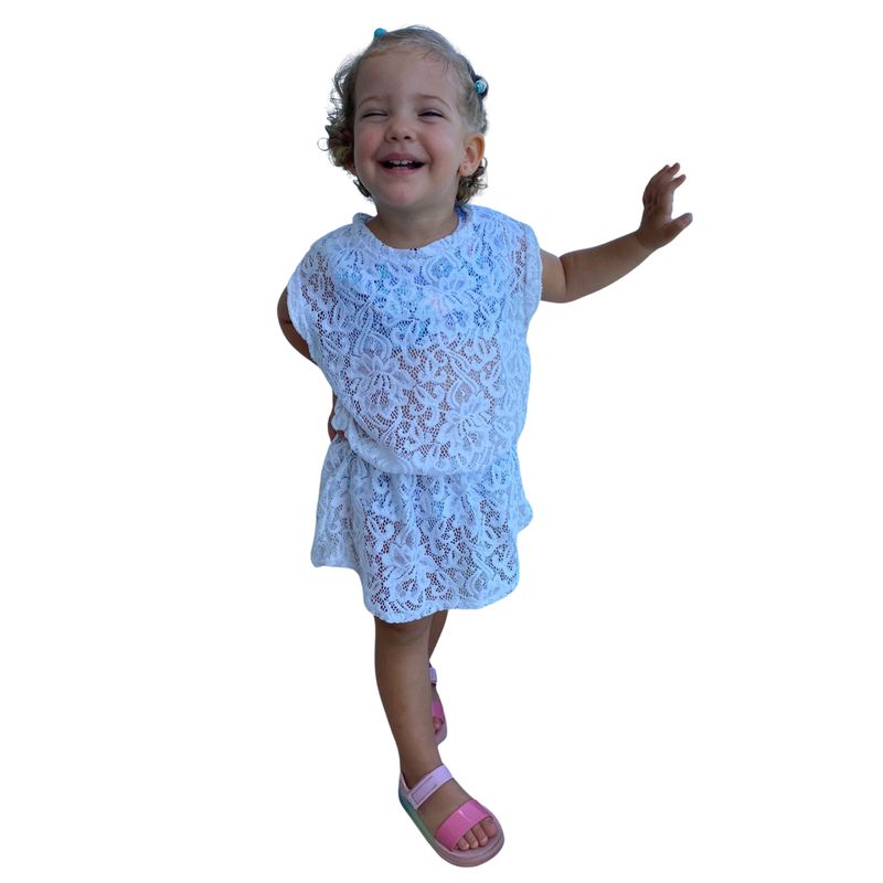 MANTARRAYA BEACHWEAR - Salida de Baño para niñas Vestido de Playa para bikini - Blanco