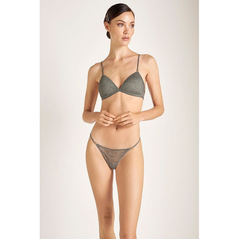TOUCHE LINGERIE - BRASIER TRIANGULAR EN TUL ESTAMPADO Y AROS EN ORO
