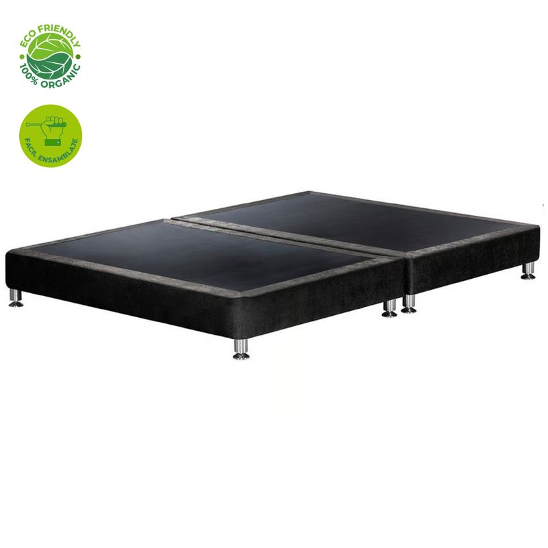 GENERICO - Base cama Acolchada Dividida140 x 190 Doble Color Negro