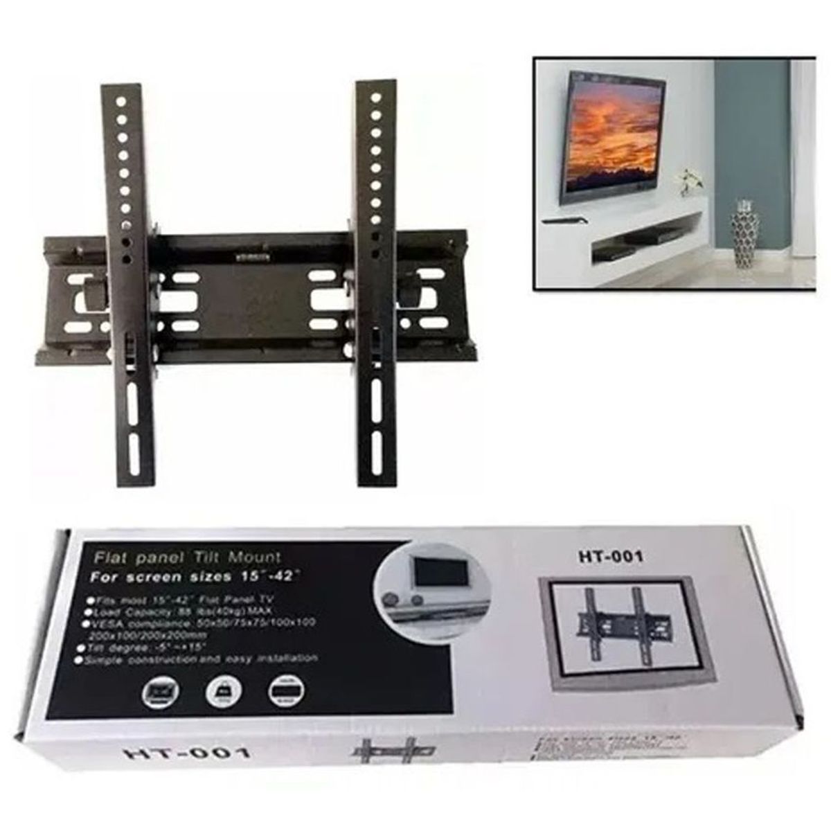 GENERICO - Base soporte tv ajustable plasma desde 15 a 42 ht-001